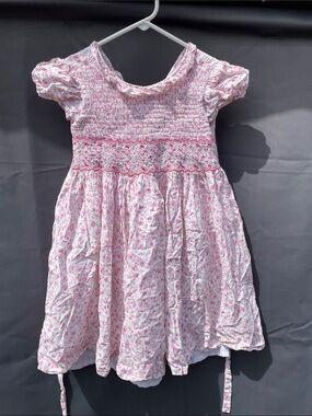 Girls Pink Floral Smocked Dress
